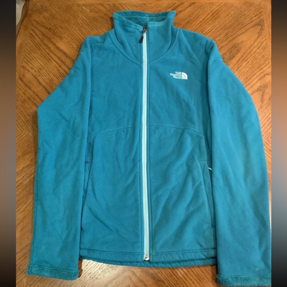 The North Face Womens Fleece Jacket Size S Small Teal Full Zip Pockets